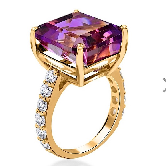 Exquisite Ametrine 10K Yellow Gold, Moissanite Ring 4.80 Grams 10.60 ctw - Picture 1 of 11